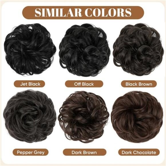 CJL HAIR Large Messy Bun Hair Piece Wavy Curly Scrunchies Synthetic Chignon - Picture 3 of 7